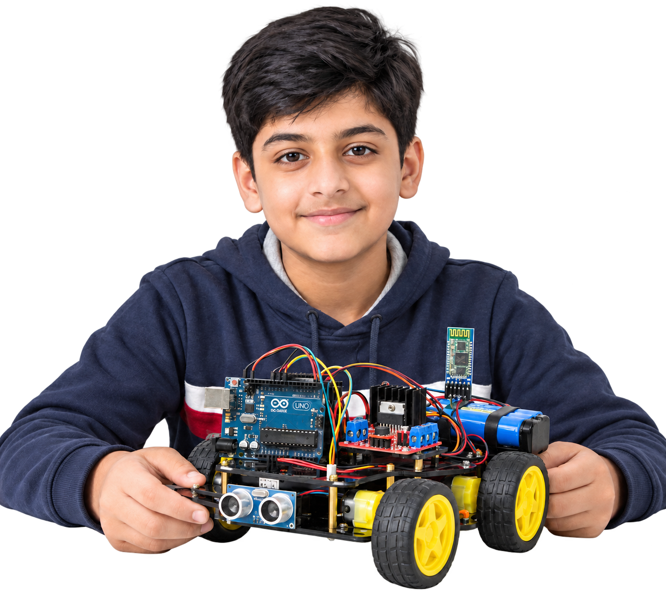 Ages 14-16 expert student demonstrating Arduino