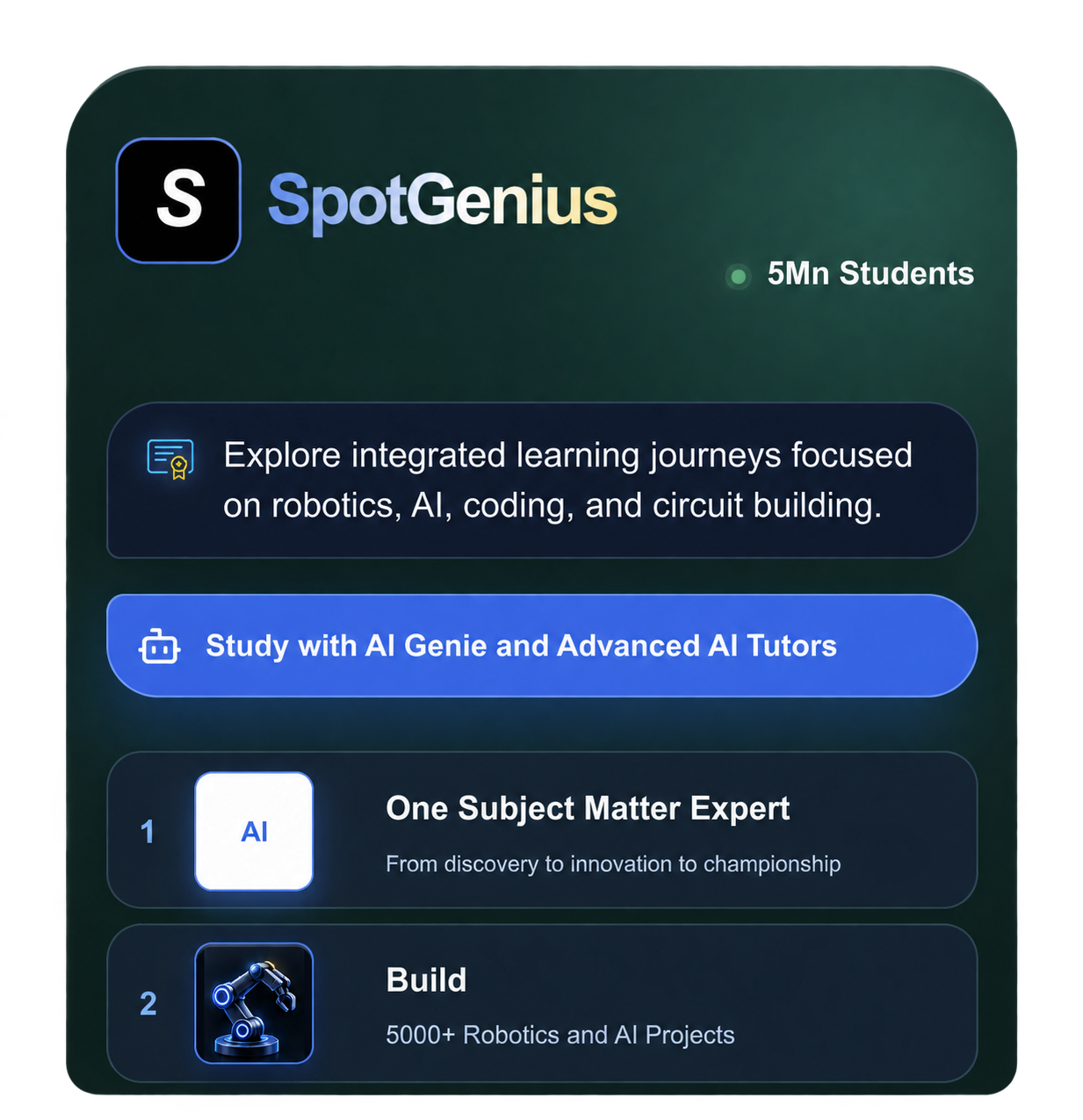 SpotGenius learning app preview